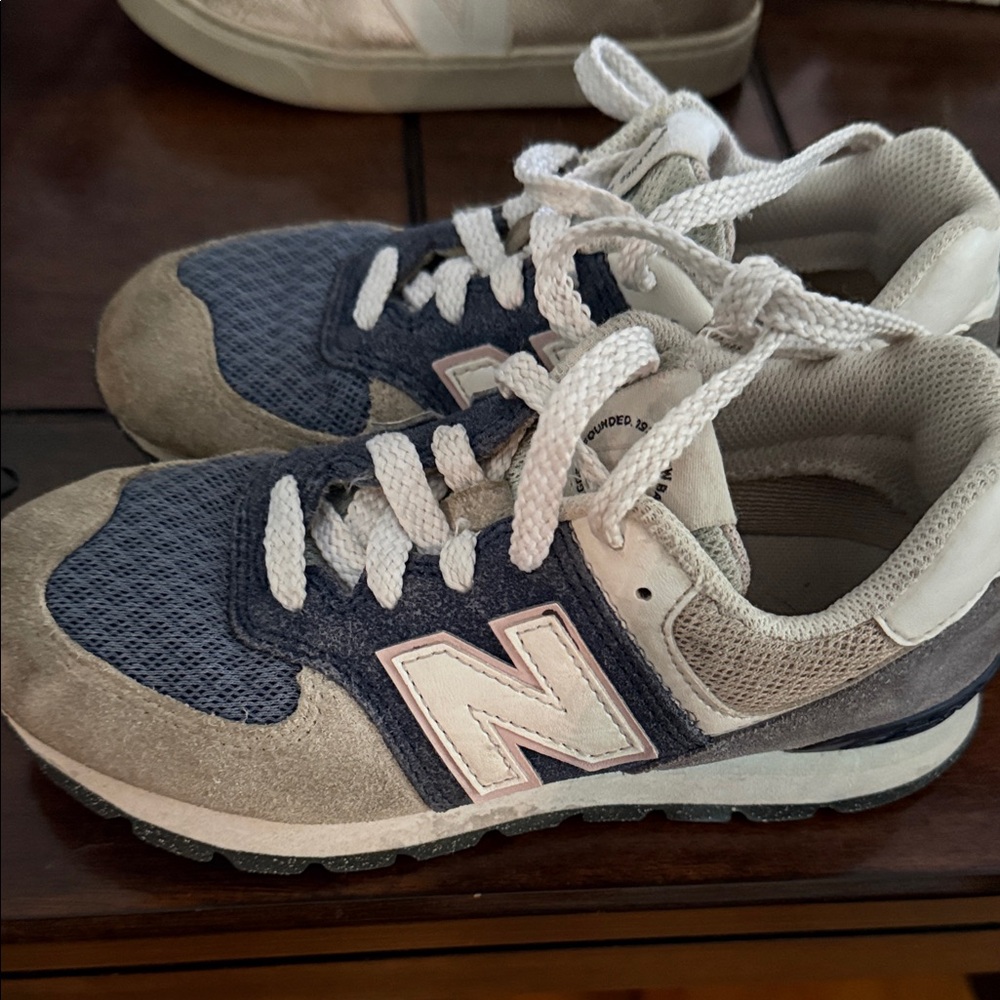 New Balance Kids Navy, Gray and White Athletic Sneakers
